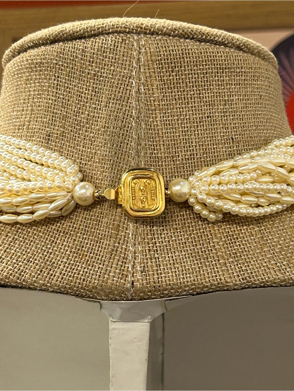 Carolee vintage multi strand faux pearl choker with Egyptian clasp